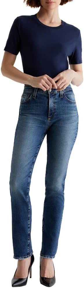 Womens Mari Mid Rise Slim Straight Jean