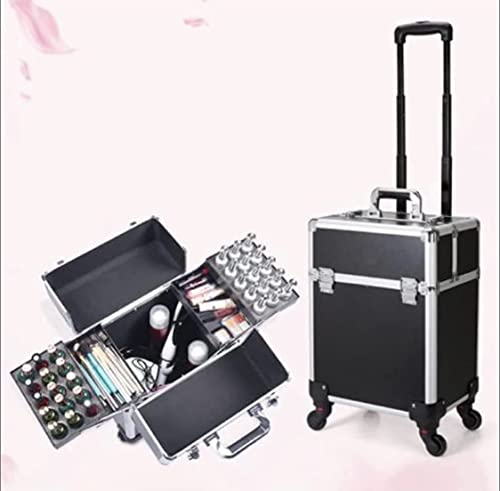 Image of Adson Professional Beauty Makeup Cosmetic Aluminium Vanity Trolley (Black)