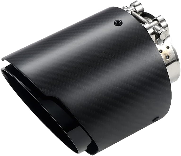 A-KARCK Carbon Fiber Exhaust Tip 2.5" Inlet to 4.5" Outlet, High Temperature Resistance 6" Long Stainless Steel Tailpipe tip (Black Shell)