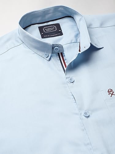 Image of Thomas Scott Men's | Solid | Full Sleeve | Regular Fit | Cotton Blend | Button Down | Single Pocket | Casual Shirt