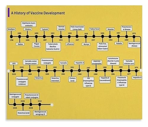 Vaccine Development Breakthroughs Poster Biology and Medical Science History Classroom Wall Art Decor(Unframed,16x24inch(40x60cm