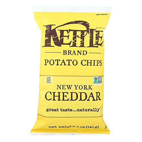 Kettle Brand Potato Chips, New York Cheddar, 5-Ounce Bags (Pack of 15)