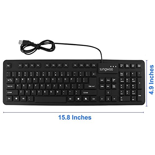 Sungwoo Foldable Silicone Keyboard Usb Wired Standard Keyboard Waterproof Rollup Keyboard For Pc Notebook Laptop, Full Size (Black) #TOP3