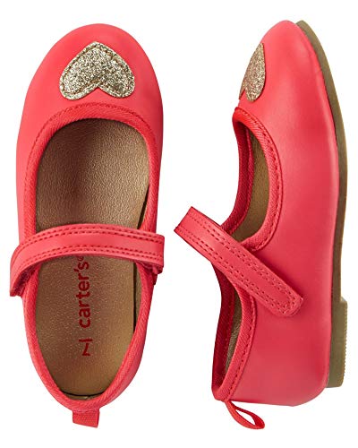 Carter's Little Girls' Mary Jane Flats, Pink, Gold Heart, Size 5 #TOP12