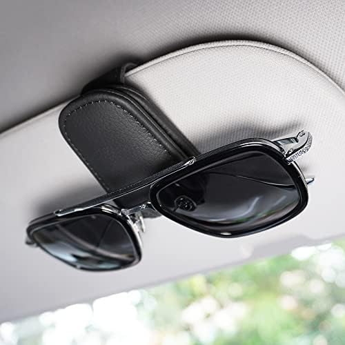 Artilife Magnetic Leather Sunglass Holder for Car, Magnetic Eyeglass Hanger Clip for Car Sun Visor, Suitable for Thin Leg Glasses, Black