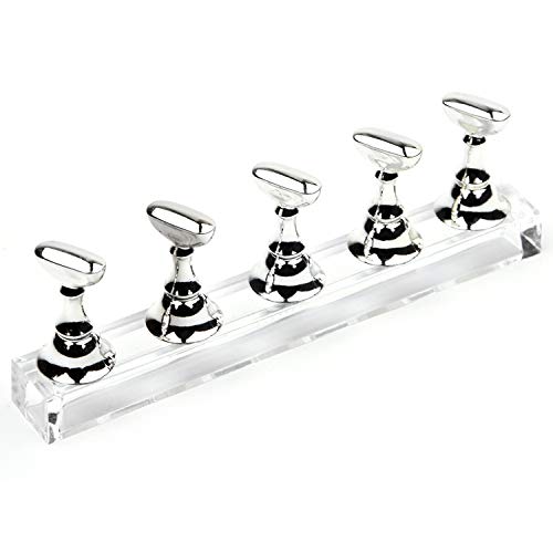 Leq Nail Tips Practice Display Stand Magnetic Stuck Acrylic Crystal Holder For False Nails Tips 1 Set Silver #TOP1