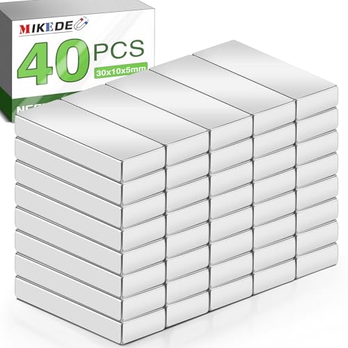 Image of MIKEDE Rare Earth Bar Strong Magnets Neodymium Heavy Duty for Fridge DIY Craft Science，40 Pcs 30x10x5 mm