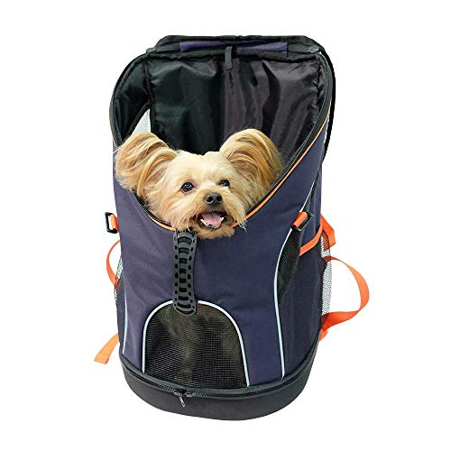 ibiyaya Hunderucksack für kleine Hunde | Bis 8 kg | Hundetragetasche Hundetransportbox | Reisetasche Haustiertasche | Farbe: Dunkelblau | Hundetasche