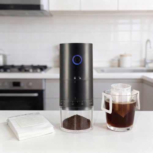 Portable Electric Burr Coffee Grinder 1500mAh USB Rechargeable