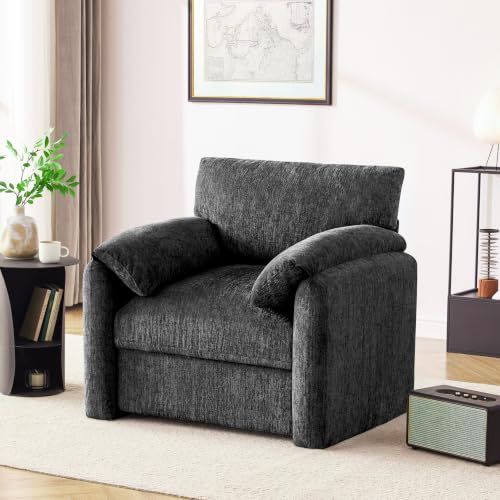Image of Howjoe Accent Chair for Living Room, Oversized Reading Armchair, Gray