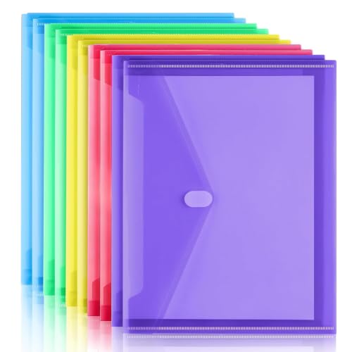 Image of MIUTME A4 Plastic Wallets,10PCS Documents Popper Wallet File Folders