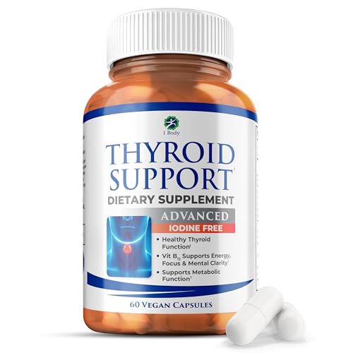 Image of 1 Body Thyroid Support Supplement for Women - Iodine Free Formula with Selenium, Zinc & Ashwagandha - Supports Energy, Metabolism & Hormone Balance - 60 Vegan Capsules