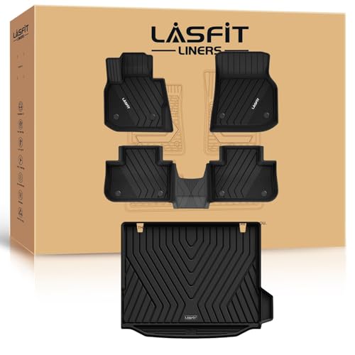 Image of LASFIT Floor Mats & Cargo Mat for BMW X3 Gas 2018-2024 30i /M /M40i /M | Not Fit X3 30e or Luggage Compartment Package, All Weather TPE Full Set Floor Liners with Cargo Mat, Black