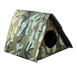Outdoor Pet Shelter Pet Sleeping Bed, Weatherproof Waterproof Detachable Cat House Stray Cat Shelter for Puppy Dogs Cat, Green S
