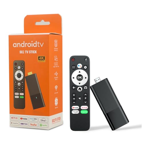 S02 TV Stick Android TV, 4K Ultra HD, Control Remoto, Streaming. Contenido Multi Media. 2 ram-16 Flash Mejorado ...No es Compatible con Tedi telecable