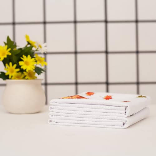 LXOMILL Fall Gnomes Kitchen Towels, Maple Leaves Pumpkin Fall Dish Towels, Gnome Fall Decor, Fall Hand Towels, Set of 2 - Image 3