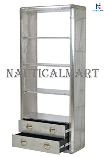Nauticalmart Art Deco Vintage Flyer Furniture Luxury Designer Aluminum Bookcase With Drawers Vintage Aviator Furniture #TOP1