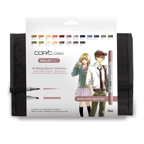 COPIC Ciao Marker 20er Manga Set Liebe im Wallet, Allround-Layoutmarker mit einer mittelbreiten und einer Brush-Spitze