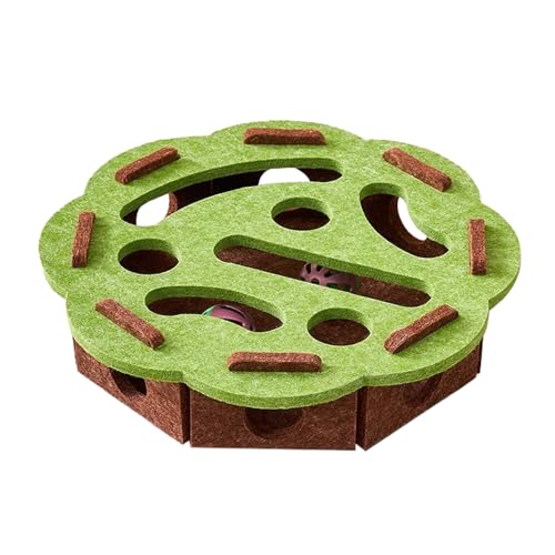 Giocattolo Puzzle per Gatti, Labirinto Gioco Interattivo per Gatti in Feltro Morbido con 2 Palline a Forma di Campana, Scatola Giocattoli Interattivi per Gatto Esplorazione, Stimola la Curiosità