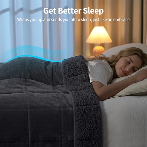 Image of Uttermara Weighted Blankets for Adults King Size, 15lbs 80x87 inches Blanket with Soft Warm Plush Sherpa Fleece, Washable Thick Heavy Throw for Sleeping and Calming, Dark Grey
