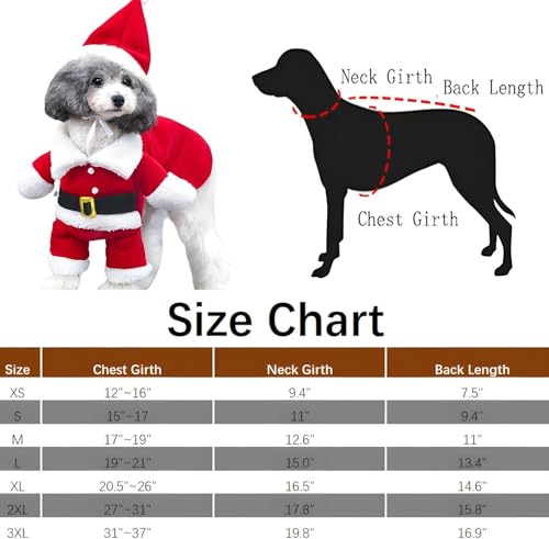 Costume de Noël pour chien chat avec bonnet à capuche rose M