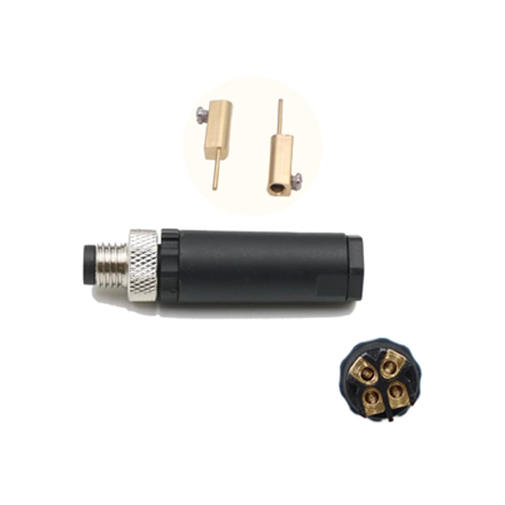 Lot de 5 M8 4 Pôles Mâle Connecteur, IP67 Étanche A Codés Droits 4 Broches sur Place à Vis Capteur 8mm M8 4 Core Connecteurs Ronds Accessoires pour l'automatisation Industrielle 60V 4A AC/DC