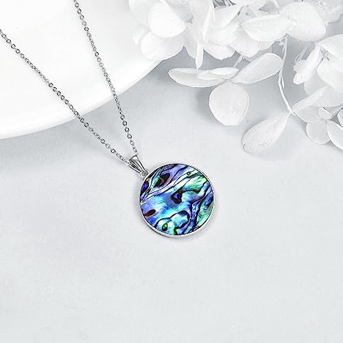 VONALA Tree of Life Necklace Sterling Silver Triple Moon Goddess Pentagram Abalone Shell Pendant Necklace Wiccan Celtic Knot Jewellery Gifts for Her Women