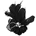 Song Qing Women's Fascinator Feather Flower Hair Clip Pin Brooch Corsage Bridal Hairband Derby Hat Cocktail Party Wedding (Black1)