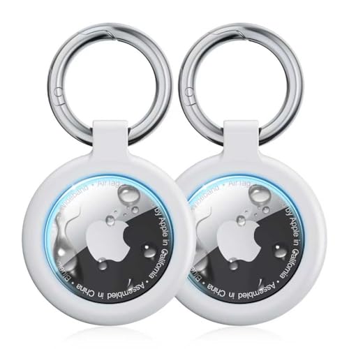 【Resewern】 エアタグ ケース防水 保護カバー [Apple公認&TPU製] エアタグケース エアタグ キーホルダー ソフトシリコン製 全面保護 信号に影響がなく 持ち運びに便利 傷 耐衝撃/擦傷防止/落下保護 キーホルダー 車のカギ/ペット首輪/荷物/財布/バックパックなど対応（白&2個セット）