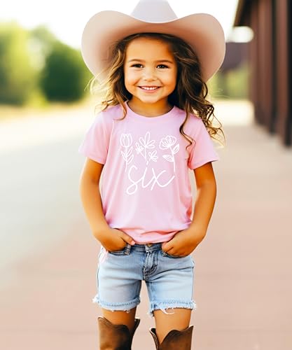 Six Floral 6th Birthday Shirt for Toddler Girls Sixth Birthday Outfit2