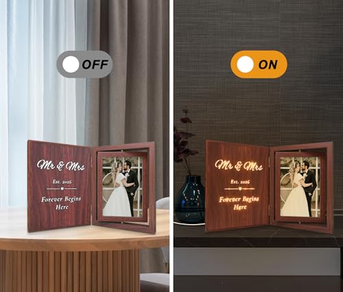 Light Up Rotating Mr & Mrs 2026 Photo Frame, Wedding Gift - Image 5