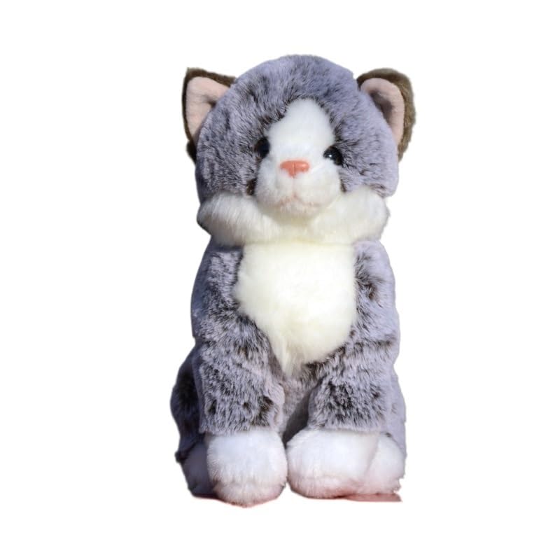 Peluche chaton gris tigré : doudou ultra doux et jouet d'éveil premier âge
