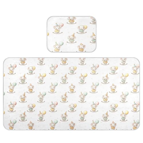 Bolaz Summer Sleeping Bed Pad, Cute Funny Elephant Cooling Mattress Set Breathable Bed Mat Ice Silk Mat + Pillow Cover for Toddler Boys Girls