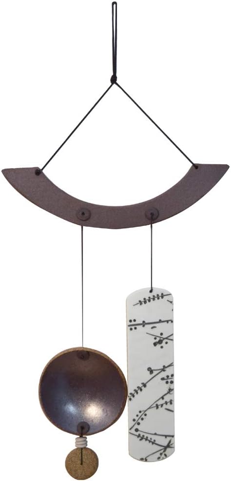 American Handmade Bare Earth Garden Zen Wind Chime, 10.5" Wide Ceramic