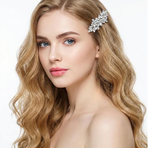 4 piezas pinzas para cabello con rhinestones plateadas miniatura 3