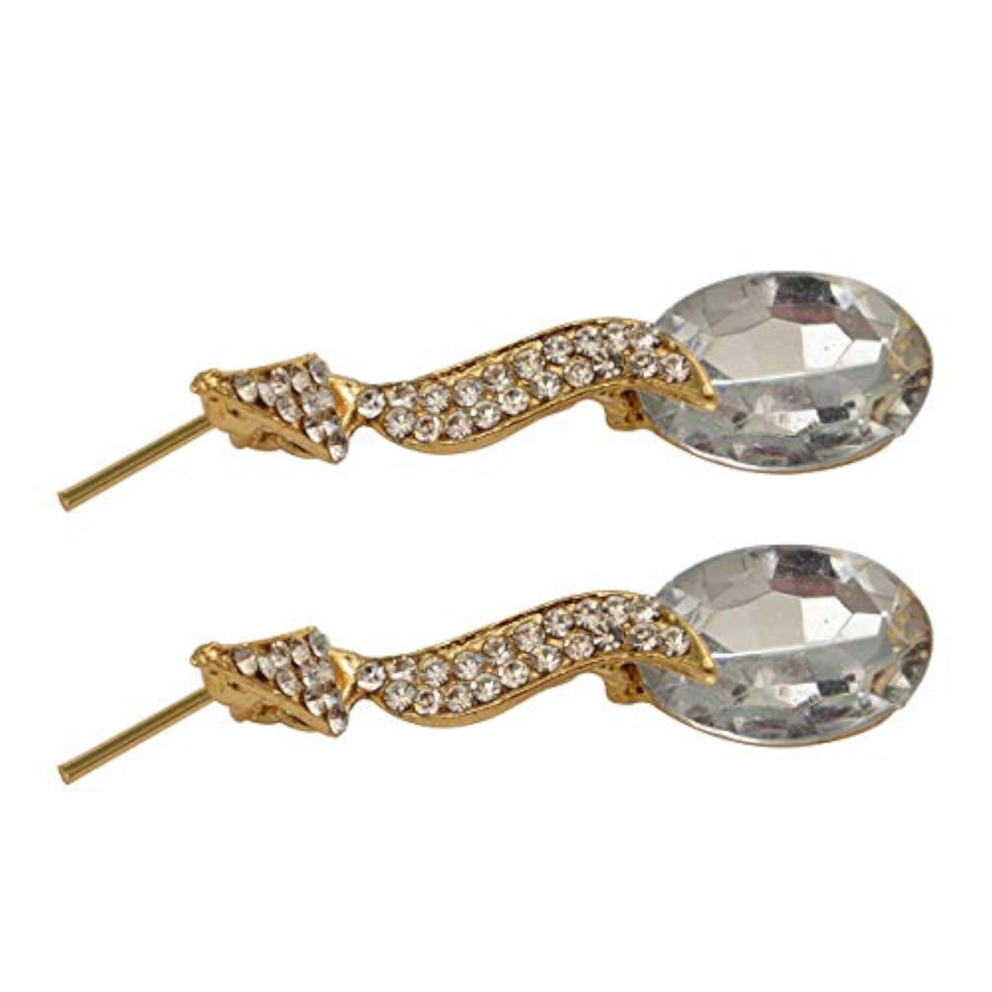 Silver Drop Dangle Earrings with Sparkling Crystals