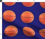 Spoonflower Fabric - Basketball Purple Sports Sport Game Ball Printed on Petal Signature Cotton...