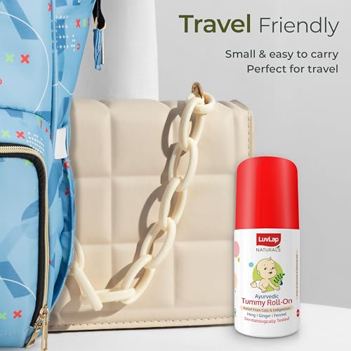 Luvlap Naturals Baby Tummy Roll On Oil (40ml) for Colic & Gas Relief, Relieves Constipation & Indigestion with Hing, Ginger & Fennel (Saunf), Alcohol free, Dermatologically tested Ayurvedic medicine