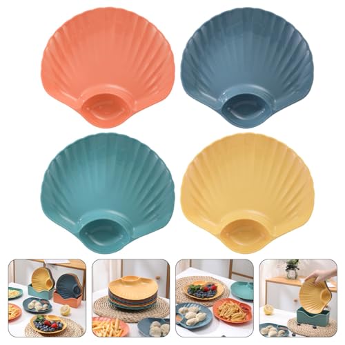 Set 4 platos dip con forma de concha plástico multicolor miniatura 7