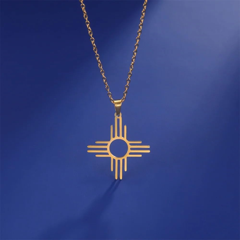 925 Sterling Silver Mexico Necklace, 14K Yellow Gold Mexico Zia Sun Symbol Pendant Neckalce for Women Men, Healing Warmth Amulet Jewelry, Mexico Necklaces Bracelet Map Flag Mexican Chain - Image 2