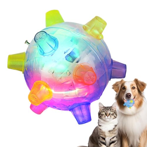 Palla Per Cani,Pallina Per Cani Che Si Muove Da Sola, Palla Di Attivazione Per Saltare Per Cani E Gatti, Palla Di Attivazione Per Saltare Colorata Con Luce E Musica, Giocattoli Interattivi Per Cani
