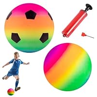 Dyiouxin PVC Regenbogen Ball,Bouncy Kickball,Strandball,Wasserball,2 Stück Regenbogenbällen mit Pumpe,Fußball,Ø 21 cm,Kinder Spielbälle für Drinnen und Draußen,für Backyard Park und Beach Outdoor Fun