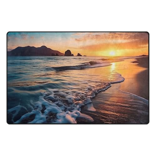 CZXW Seacoast Seascape Sunset Area Rug Non-Slip Washable Floor Carpet Mat Indoor Rugs for Bedroom Living Room Decor, 60 x 39 Inch
