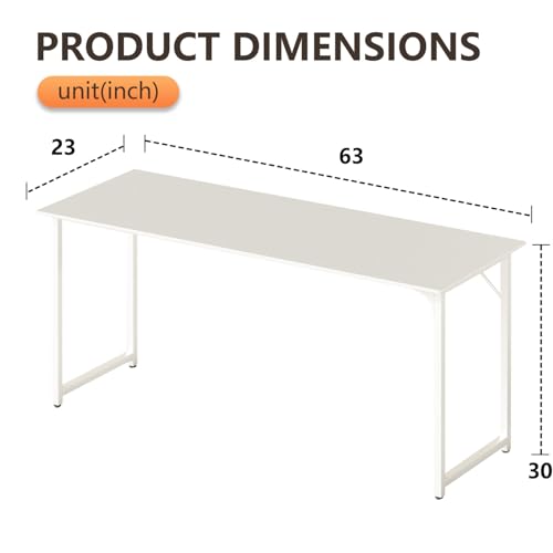 Image of BestOffice Computer Desk,Home Office Desk, Modern Simple Style for Home Office Study Writing (White, 63 Inch)