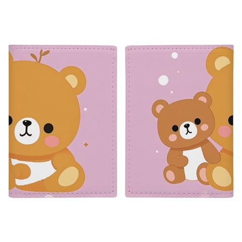 Étui de passeport en cuir ours mignon 20.3x13.8cm