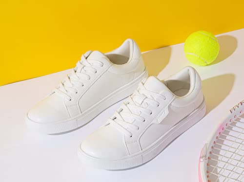 Jeossy Women's 8007 Fashion White Sneakers | Walking Tennis Shoes | Lace Up Casual Sneaker For Women Size 7(Djy8007 White 07) #TOP7