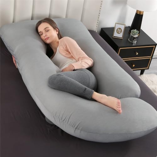 「FLYKING」 妊娠用枕 60インチ U型抱き枕 妊婦用マタニティ枕 ベルベットカバー付き (マルチカラー) (1,クールシルク)