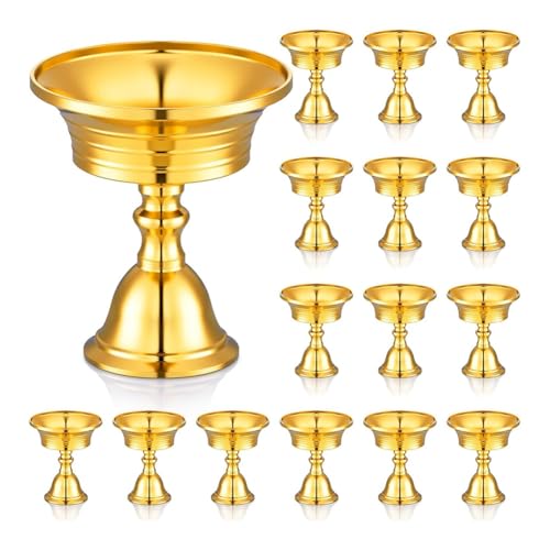 Uhidka Velas de Latón, Serie 15, Lámparas de Mantequilla con Bandejas de Latón, Portavelas de Metal, Lámparas de Aceite, Decoración del Hogar, Regalos