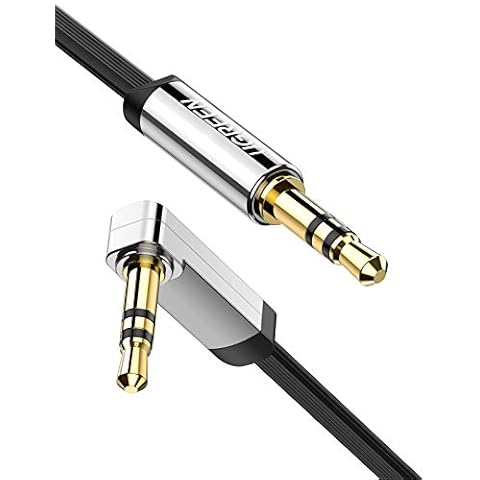 UGREEN Aux Kabel Auto 3.5 mm klinkenkabel 90 Grad Aux Kabel mit Winkelstecker für Auto Audiosystem, TV, Soundbar, Lautsprecher, Handy, Kopfhörer usw.(1m) Cover
