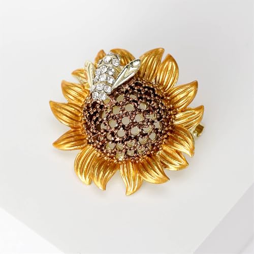 Image of Vintage Crystal Honey Bee Brooches for Women,Sparkly Rhinestone Insect Bee Brooches Charm Faux Pearl Yellow Sun Flower Honeybee Lapel Pins Dress Suit Shirt Prom Party Jewelry